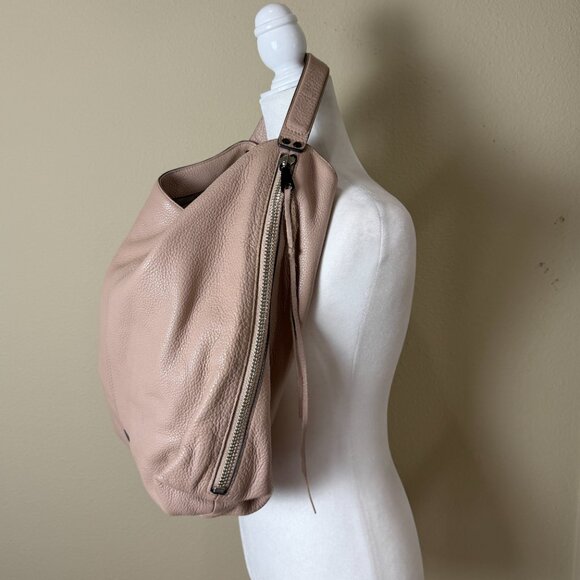 REBECCA MINKOFF Leather Hobo Slouch Neutral Blush Beige Large Bag Purse - Picture 4 of 10